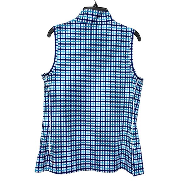KINONA Keep It Covered Sleeveless Golf Top in Blue Plaid Size S - Picture 5 of 8
